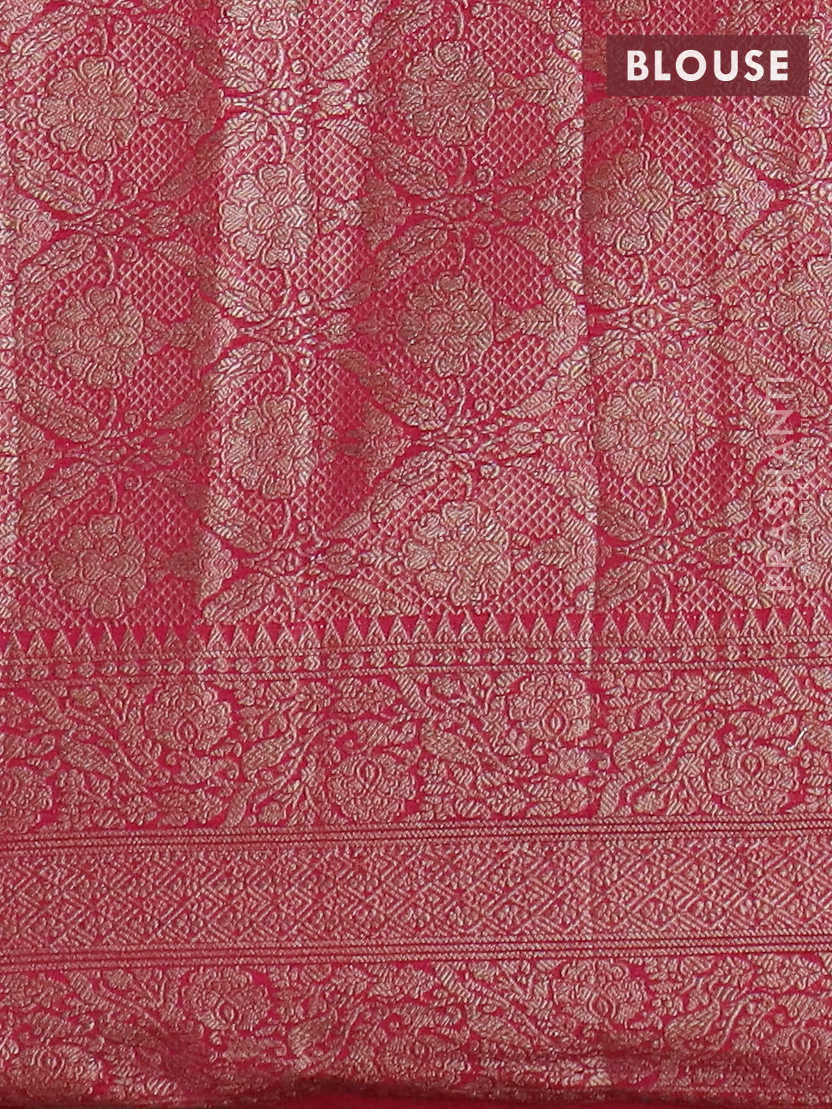 Banarasi semi chiniya saree pink with allover thread & zari weaves and woven border - Image 4