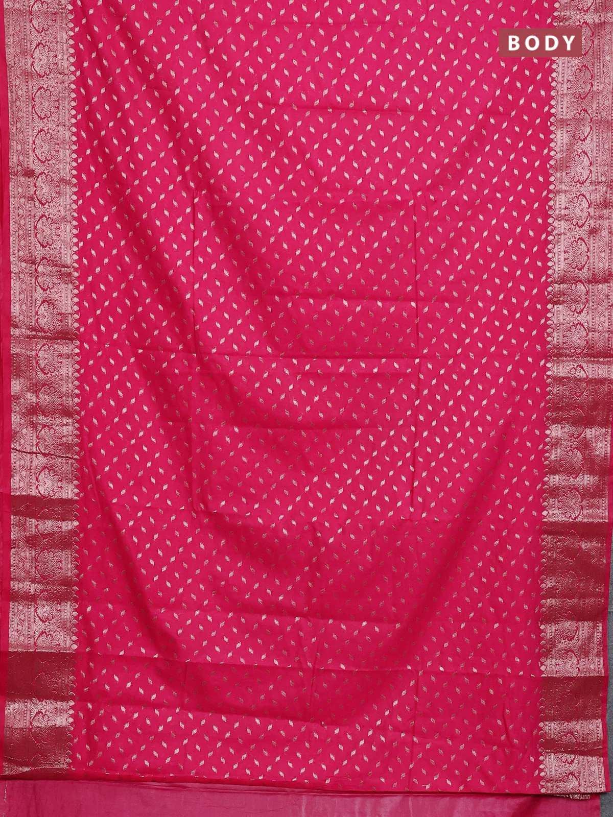 Banarasi semi chiniya saree pink with allover thread & zari woven buttas and woven border - Image 2
