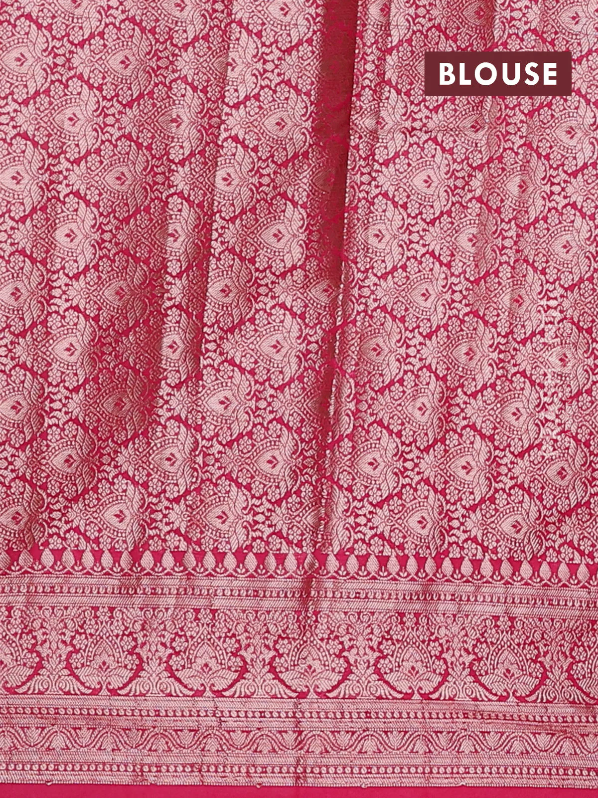 Banarasi semi chiniya saree pink with allover thread & zari woven buttas and woven border - Image 4