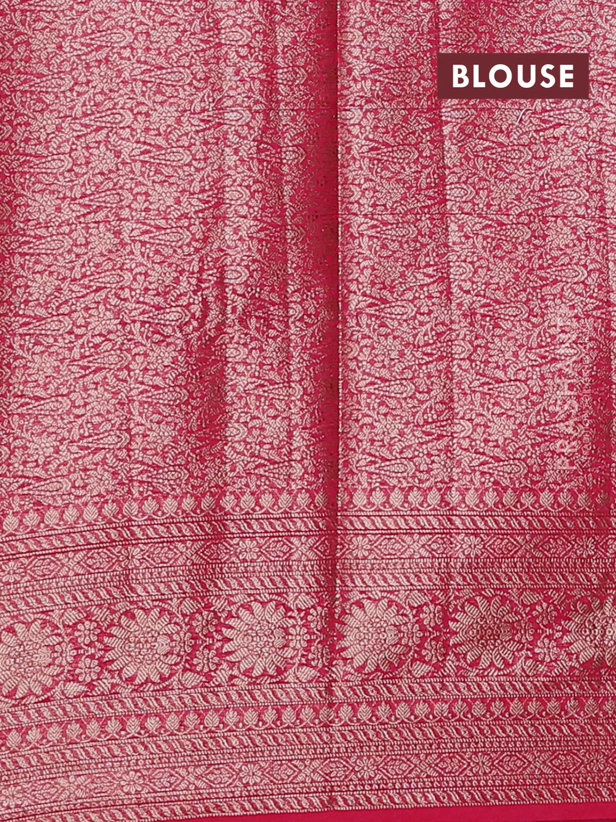 Banarasi semi chiniya saree pink with allover thread & zari woven buttas and woven border - Image 4