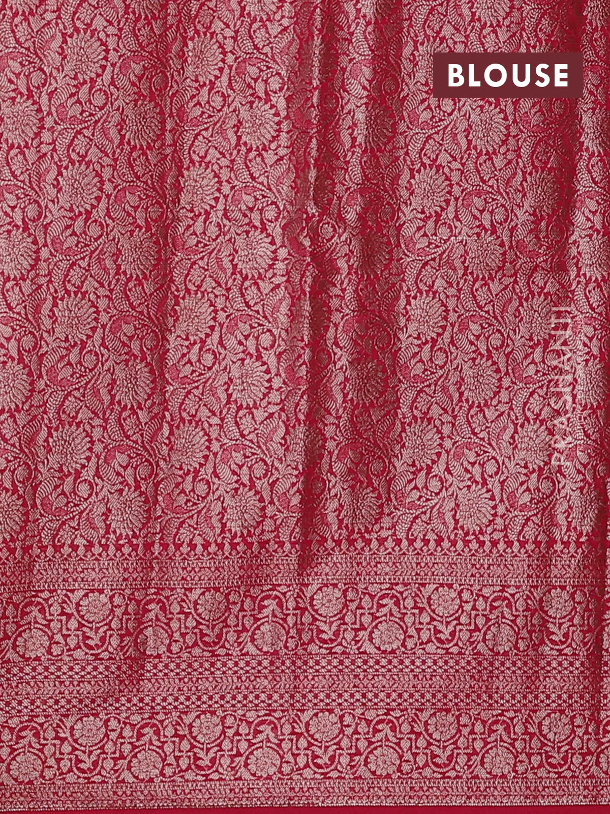 Banarasi semi chiniya saree pink with allover thread & zari woven buttas and woven border - Image 4