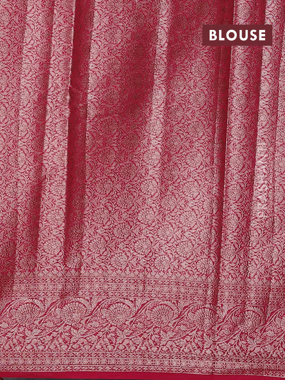 Banarasi semi chiniya saree pink with allover thread & zari woven buttas and woven border - Image 4
