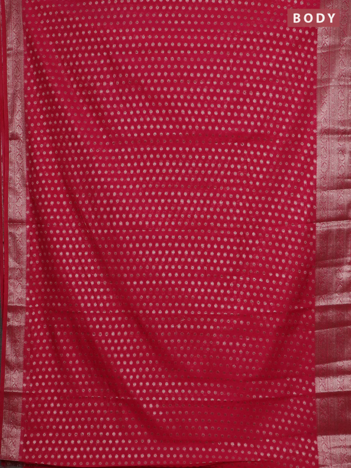 Banarasi semi chiniya saree pink with allover thread & zari woven buttas and woven border - Image 2
