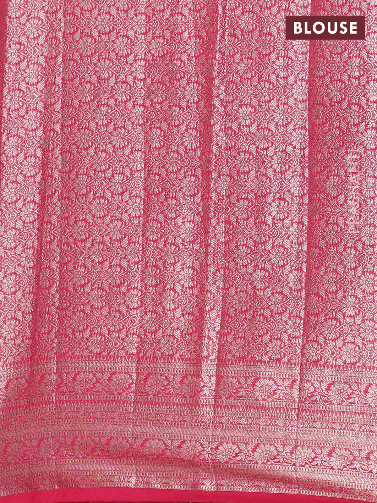 Banarasi semi chiniya saree pink with allover thread & zari woven buttas and woven border - Image 4