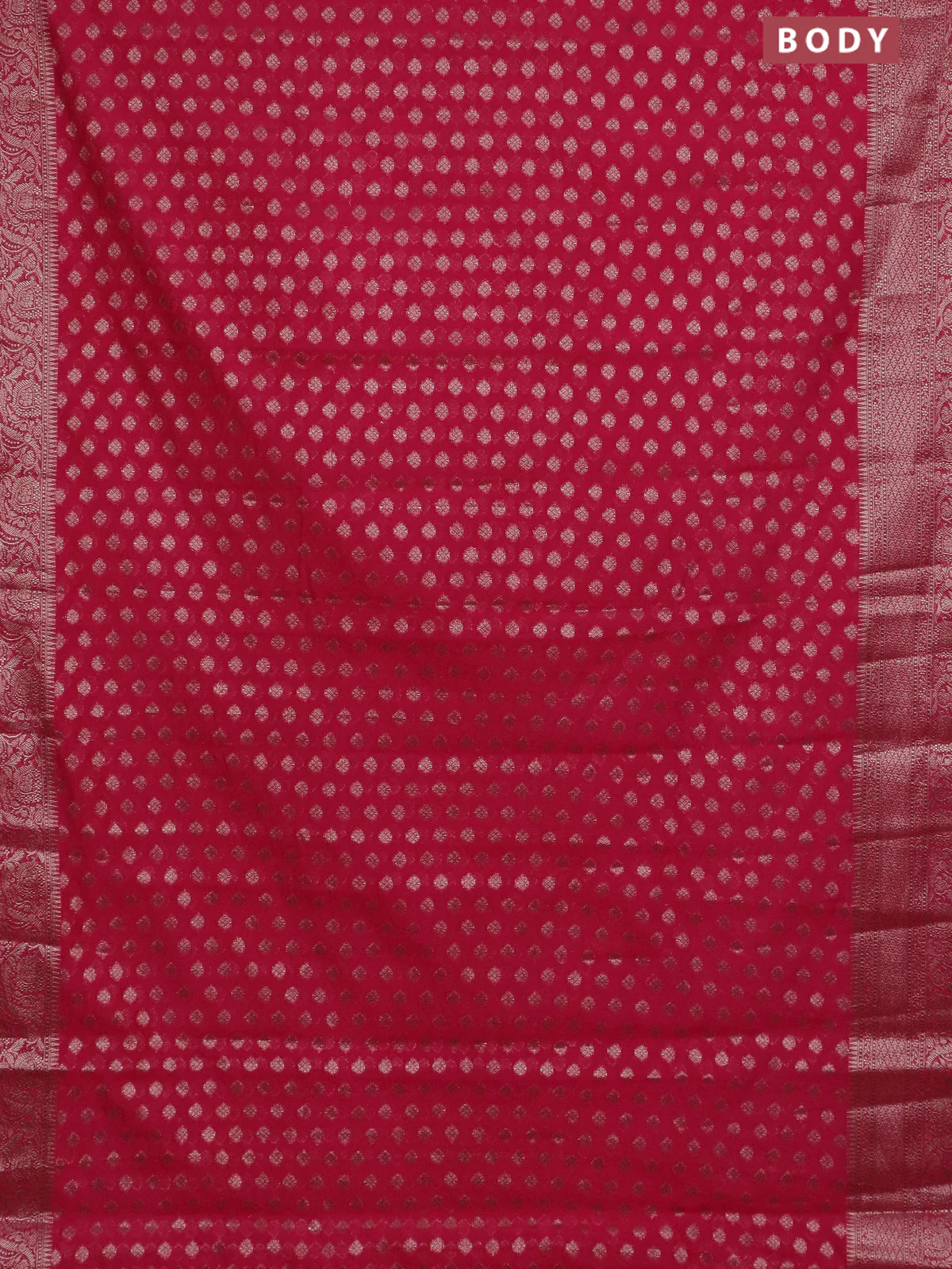 Banarasi semi chiniya saree pink with allover thread & zari woven buttas and woven border - Image 2