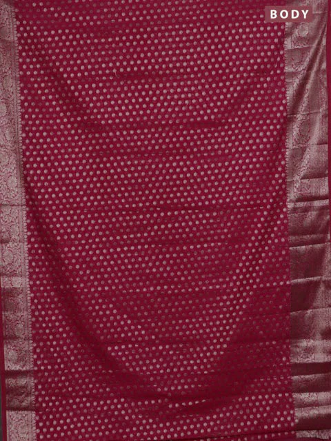 Banarasi semi chiniya saree pink with allover thread & zari woven buttas and woven border - Image 2