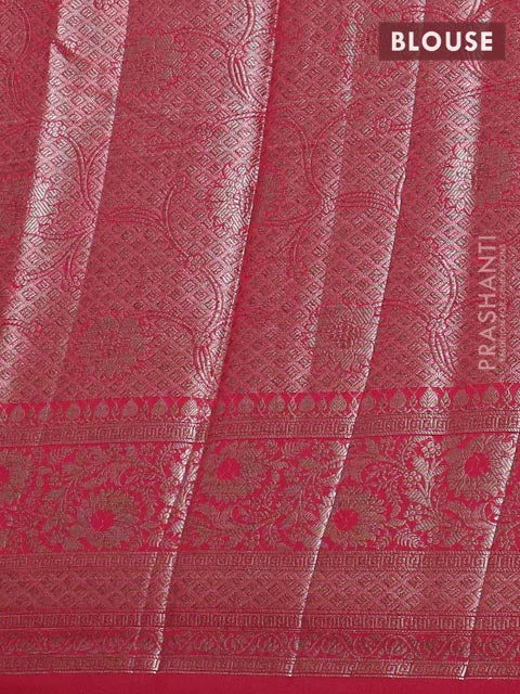 Banarasi semi chiniya saree pink with allover thread & zari woven buttas and woven border - Image 4