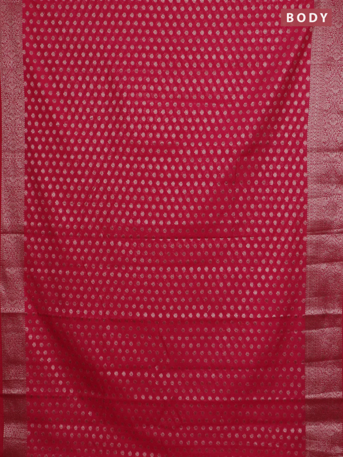 Banarasi semi chiniya saree pink with allover thread & zari woven buttas and woven border - Image 2
