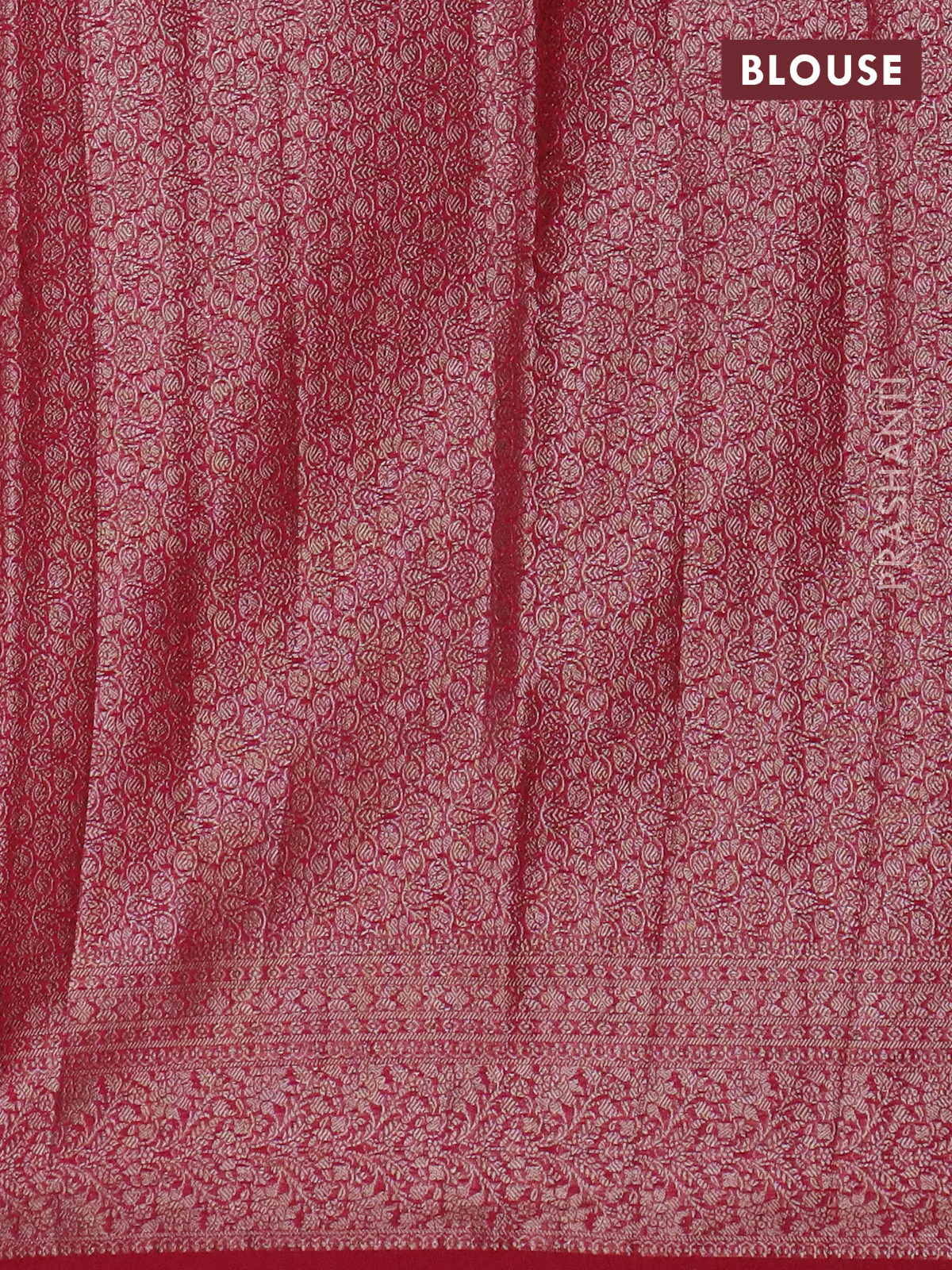 Banarasi semi chiniya saree pink with allover thread & zari woven buttas and woven border - Image 4