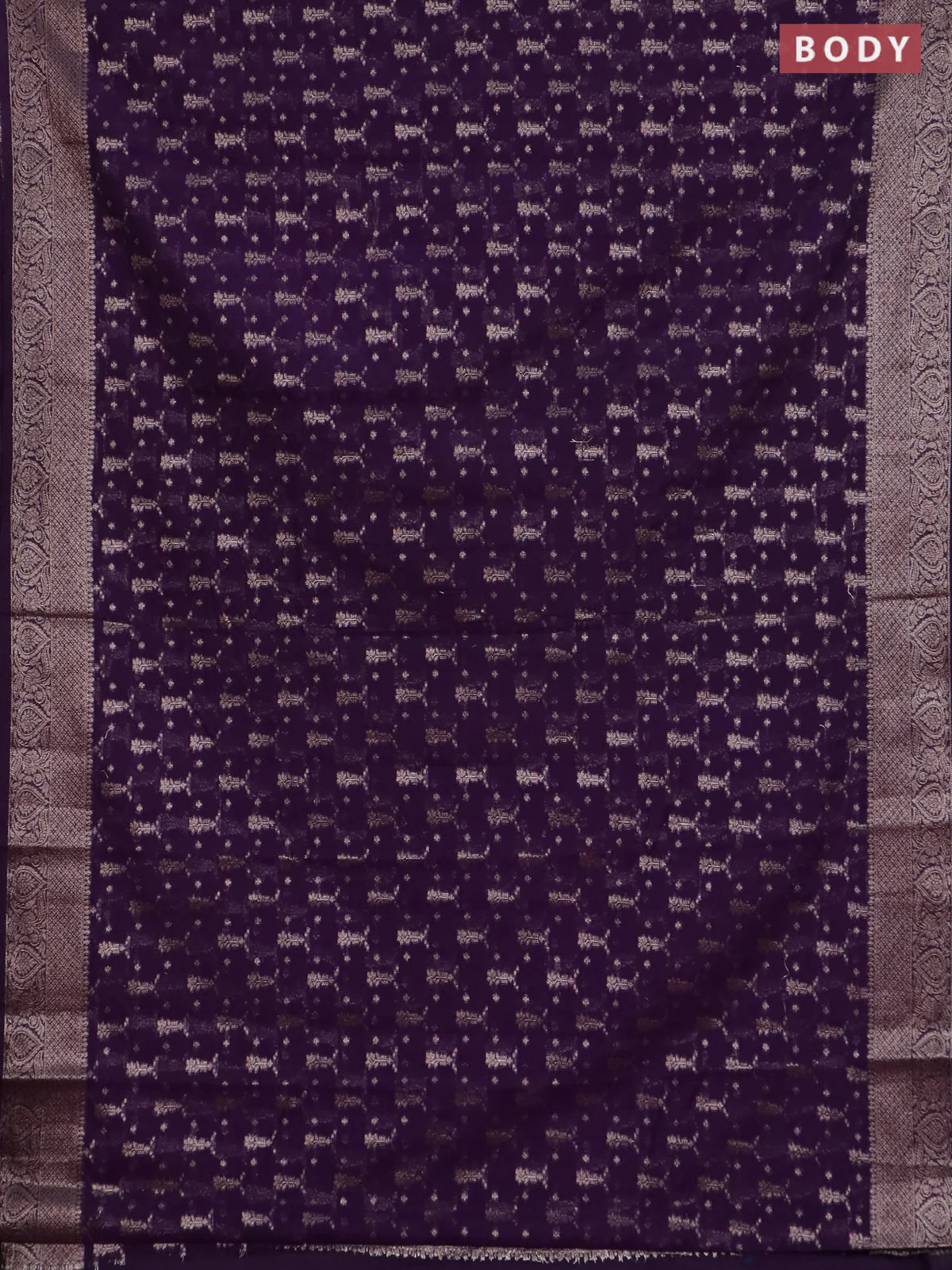 Banarasi semi chiniya saree purple with allover thread & zari weaves and woven border - Image 2