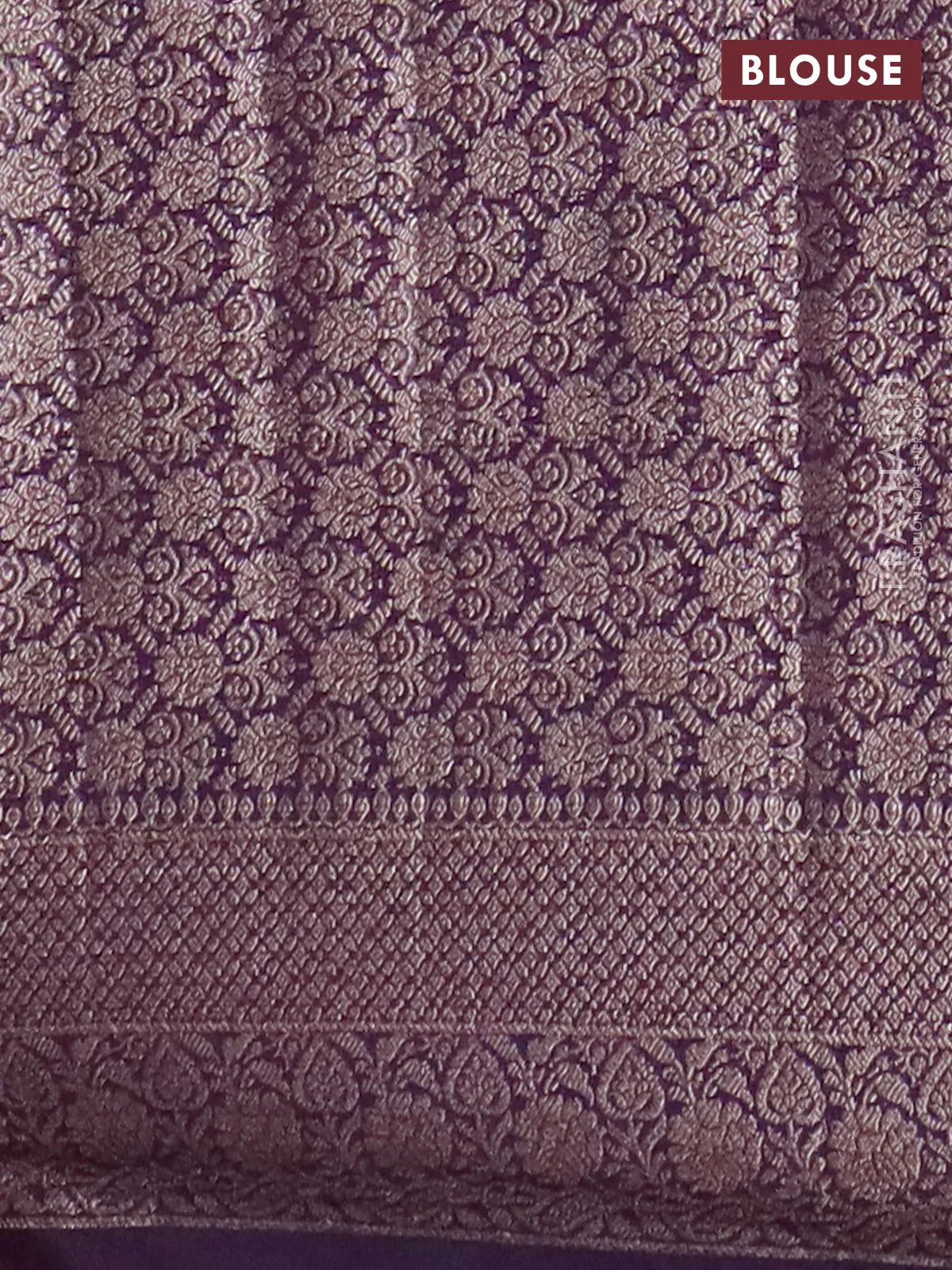 Banarasi semi chiniya saree purple with allover thread & zari weaves and woven border - Image 4