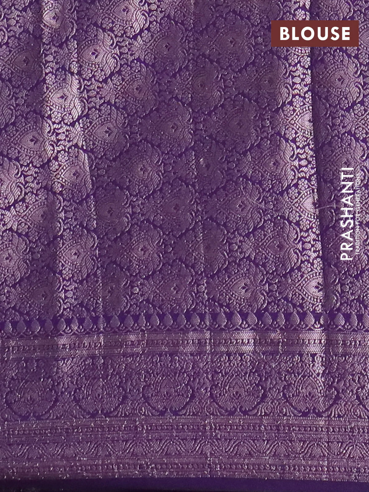 Banarasi semi chiniya saree purple with allover thread & zari woven buttas and woven border - Image 4