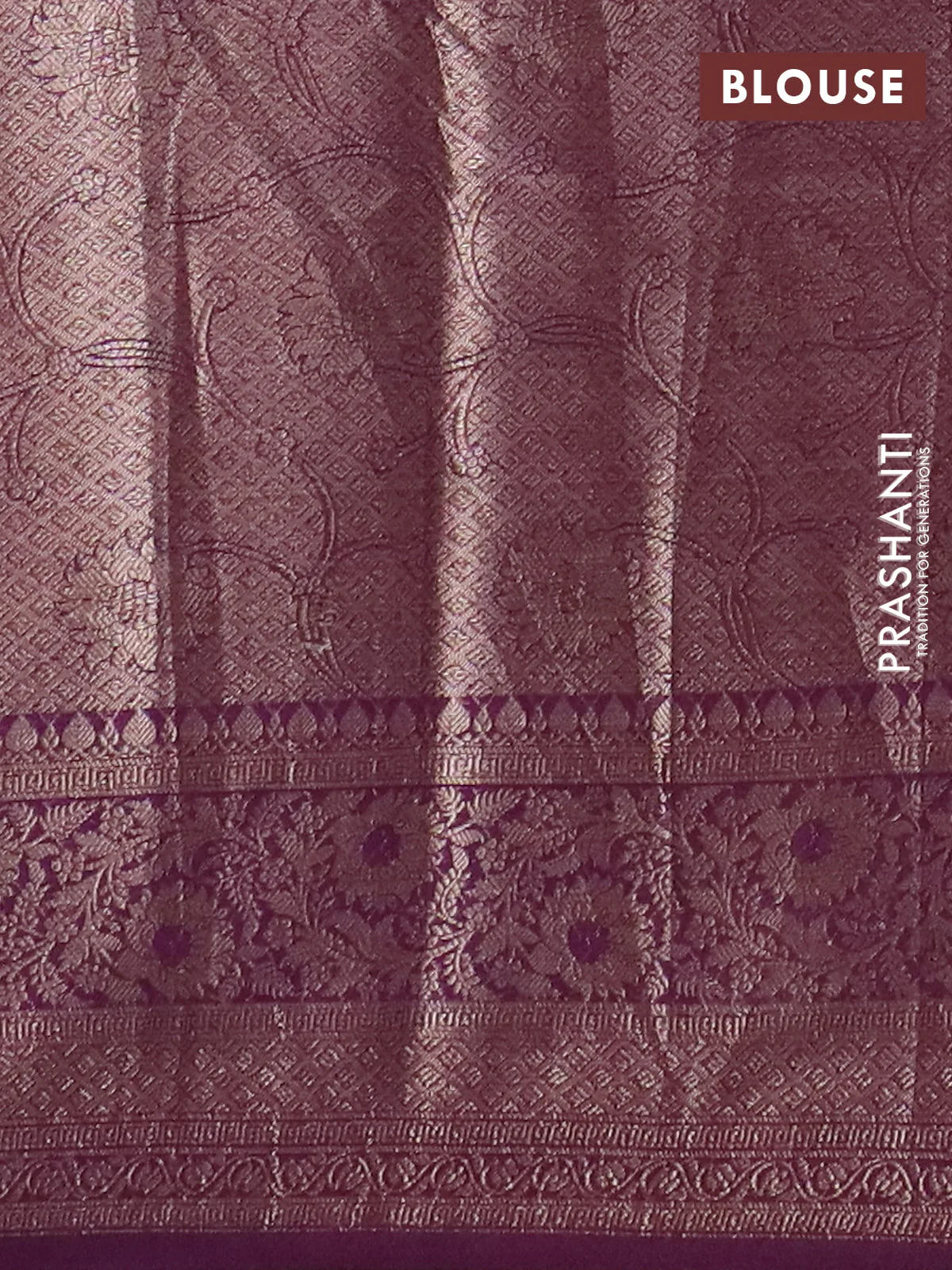 Banarasi semi chiniya saree purple with allover thread & zari woven buttas and woven border - Image 4
