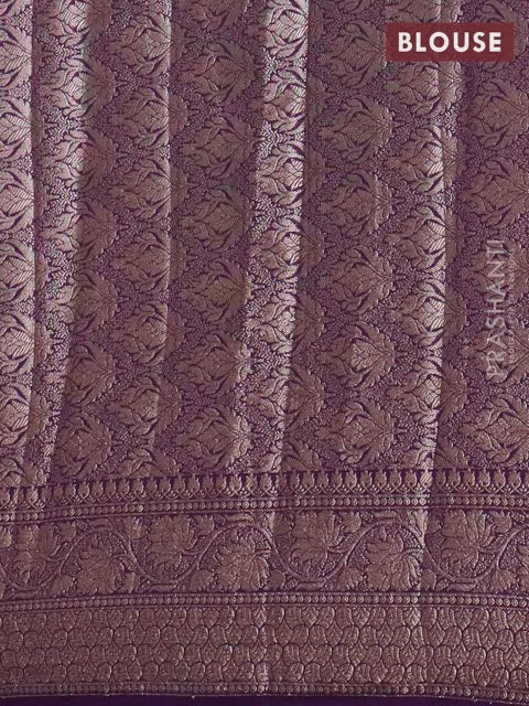 Banarasi semi chiniya saree purple with allover thread & zari woven buttas and woven border - Image 4