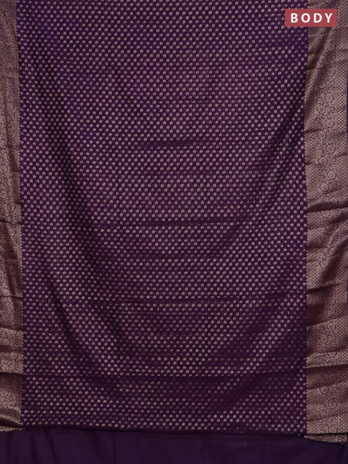Banarasi semi chiniya saree purple with allover thread & zari woven paisley buttas and woven border - Image 2