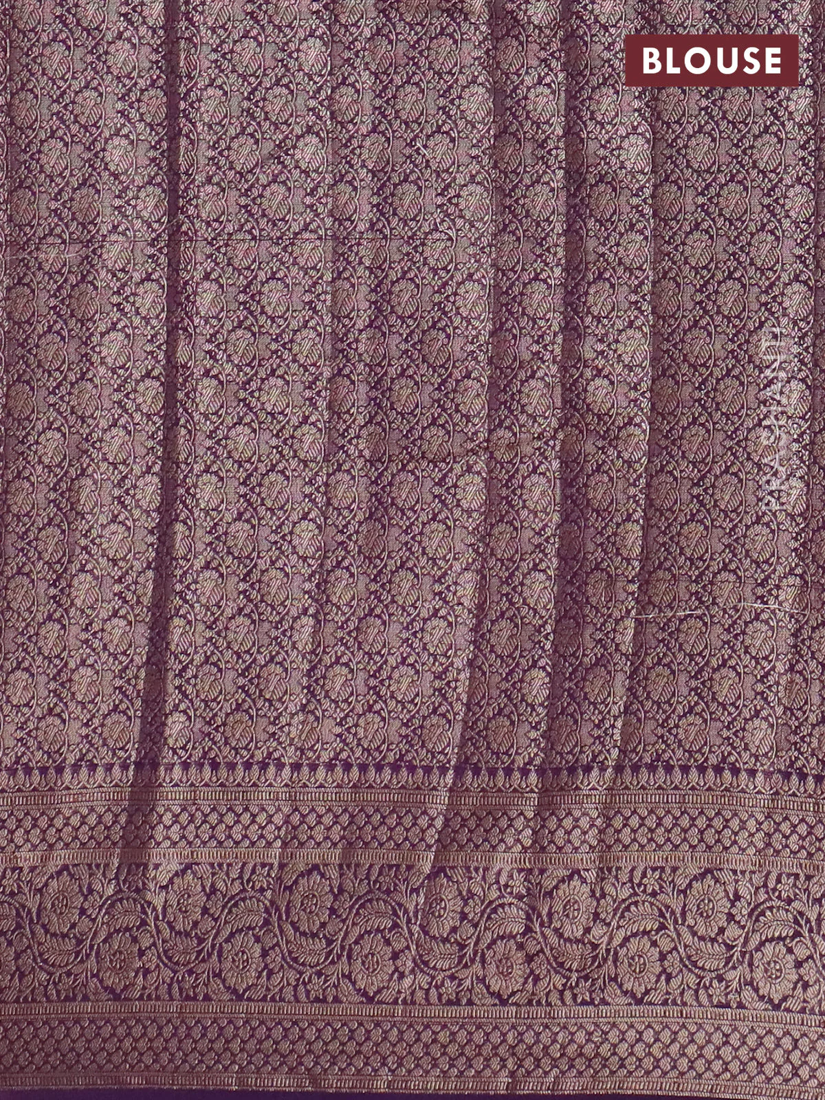 Banarasi semi chiniya saree purple with allover thread & zari woven paisley buttas and woven border - Image 4