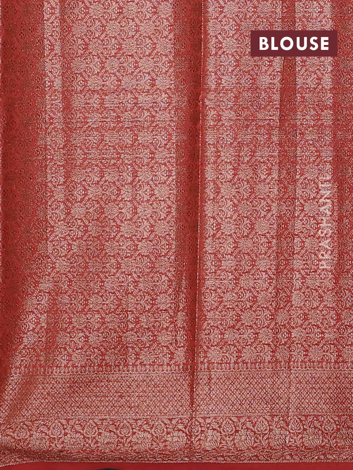 Banarasi semi chiniya saree rustic orange with allover thread & zari woven buttas and woven border - Image 4