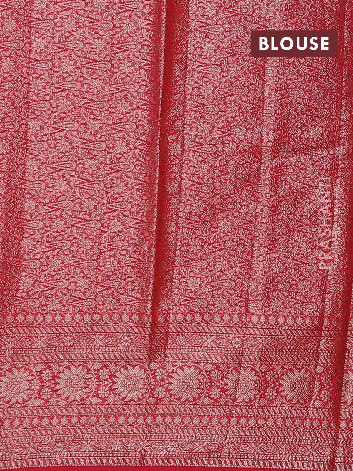 Banarasi semi chiniya saree rustic orange with allover thread & zari woven buttas and woven border - Image 4