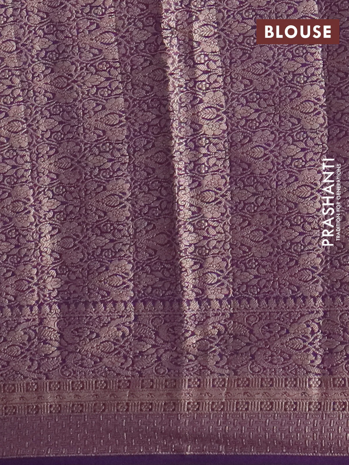 Banarasi semi chiniya saree violet with allover thread & zari woven buttas and woven border - Image 4
