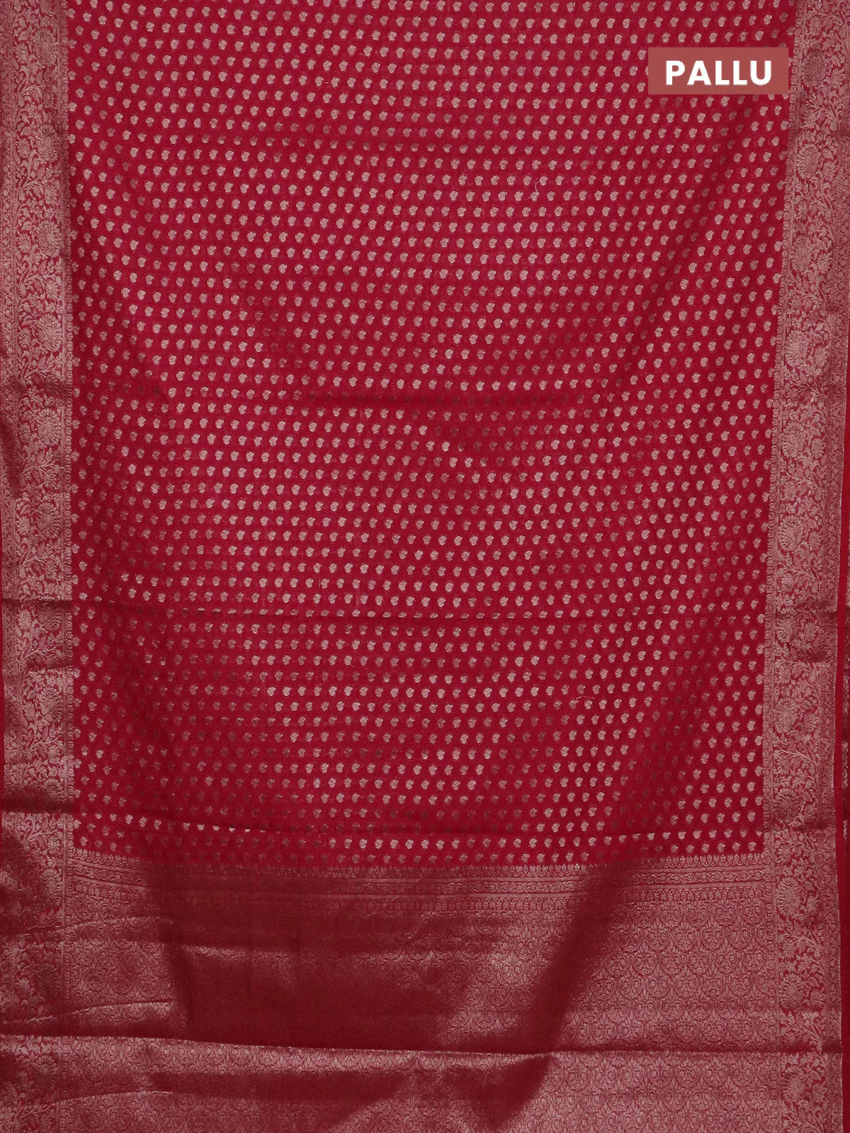 Banarasi semi chiniya saree wine shade with allover thread & zari woven buttas and woven border - Image 3