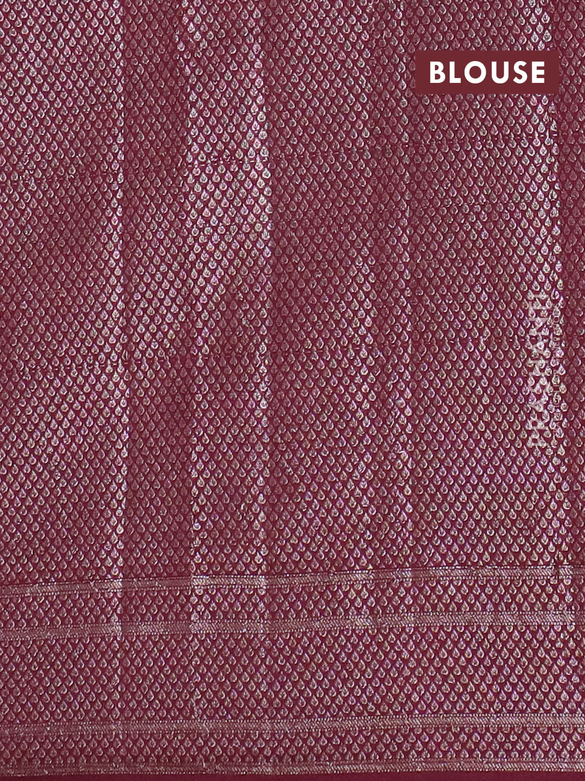 Banarasi semi chiniya saree wine shade with allover thread & zari woven buttas and woven border - Image 4