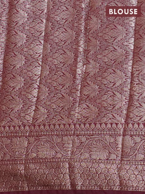 Banarasi semi chiniya saree wine shade with allover thread & zari woven buttas and woven border - Image 4