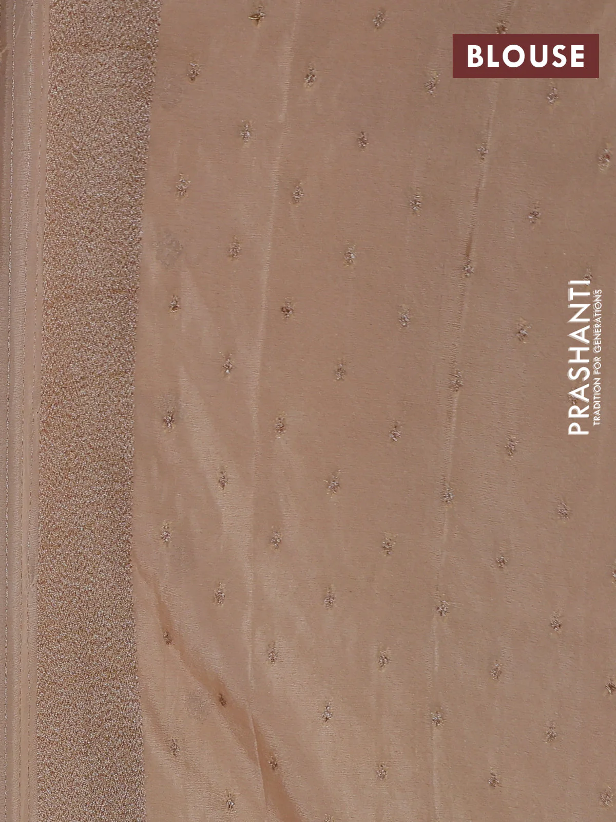 Banarasi semi crepe saree beige with allover thread & zari woven buttas and zari woven border - Image 3