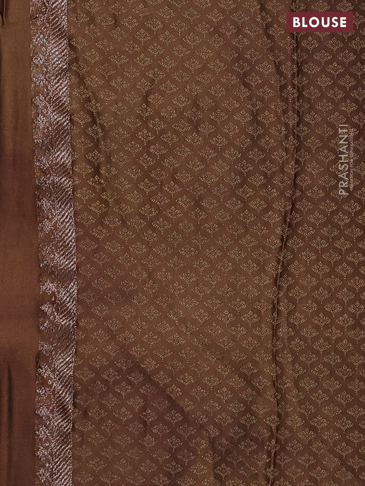 Banarasi semi crepe saree briown with allover thread & zari woven brocade weaves and woven border - Image 3