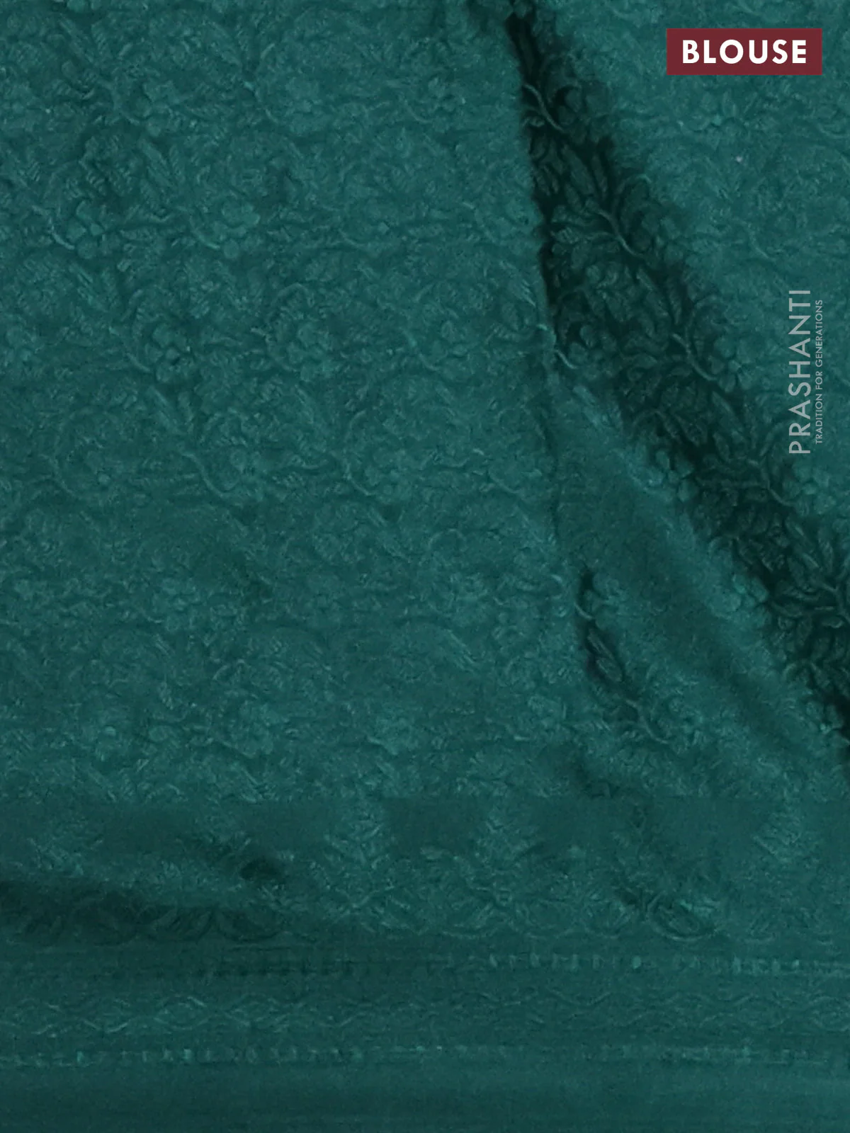 Banarasi semi crepe saree dark green with allover thread & zari woven brocade weaves and woven border - Image 3