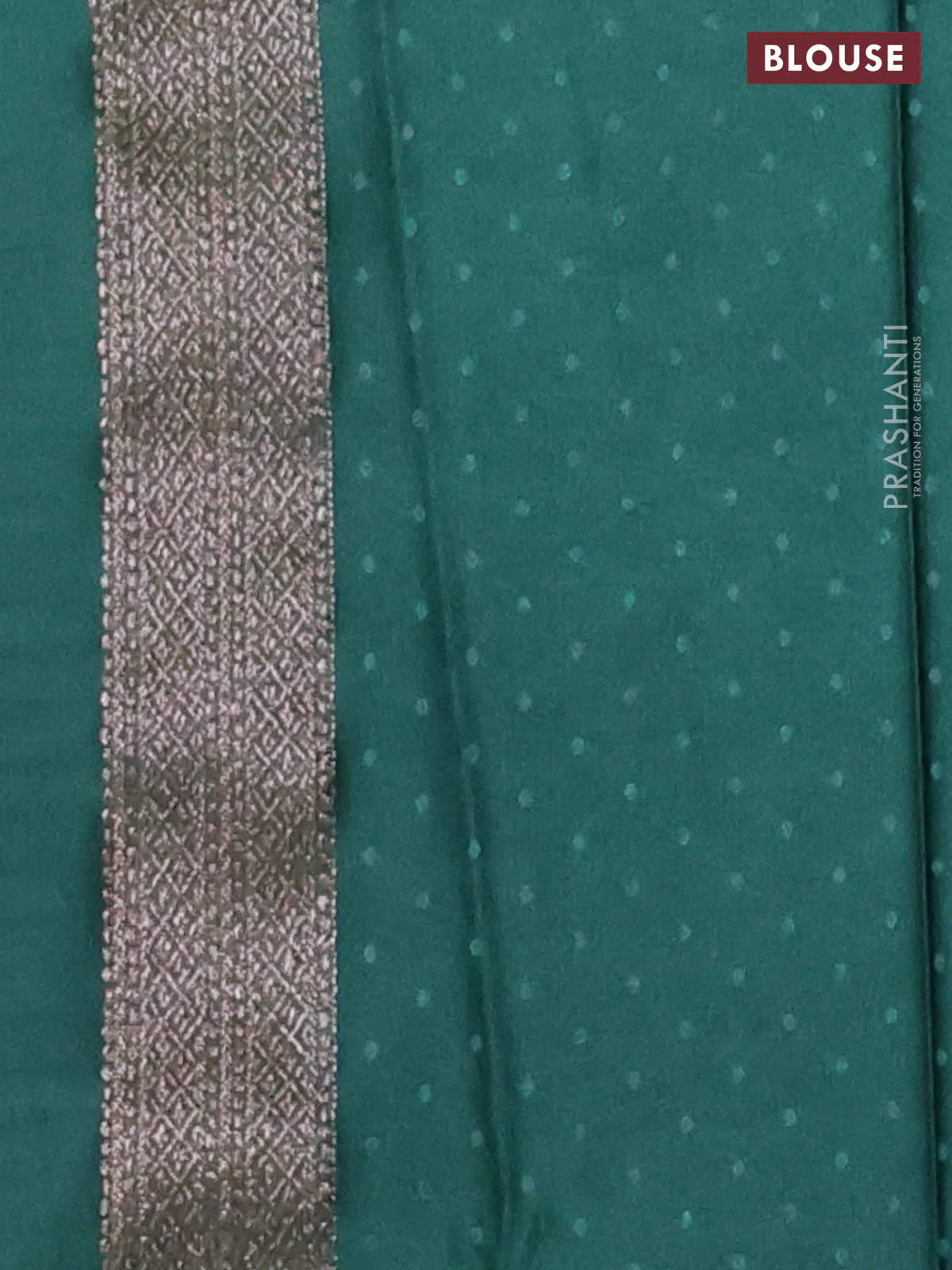 Banarasi semi crepe saree dark green with allover thread & zari woven brocade weaves and woven border - Image 3