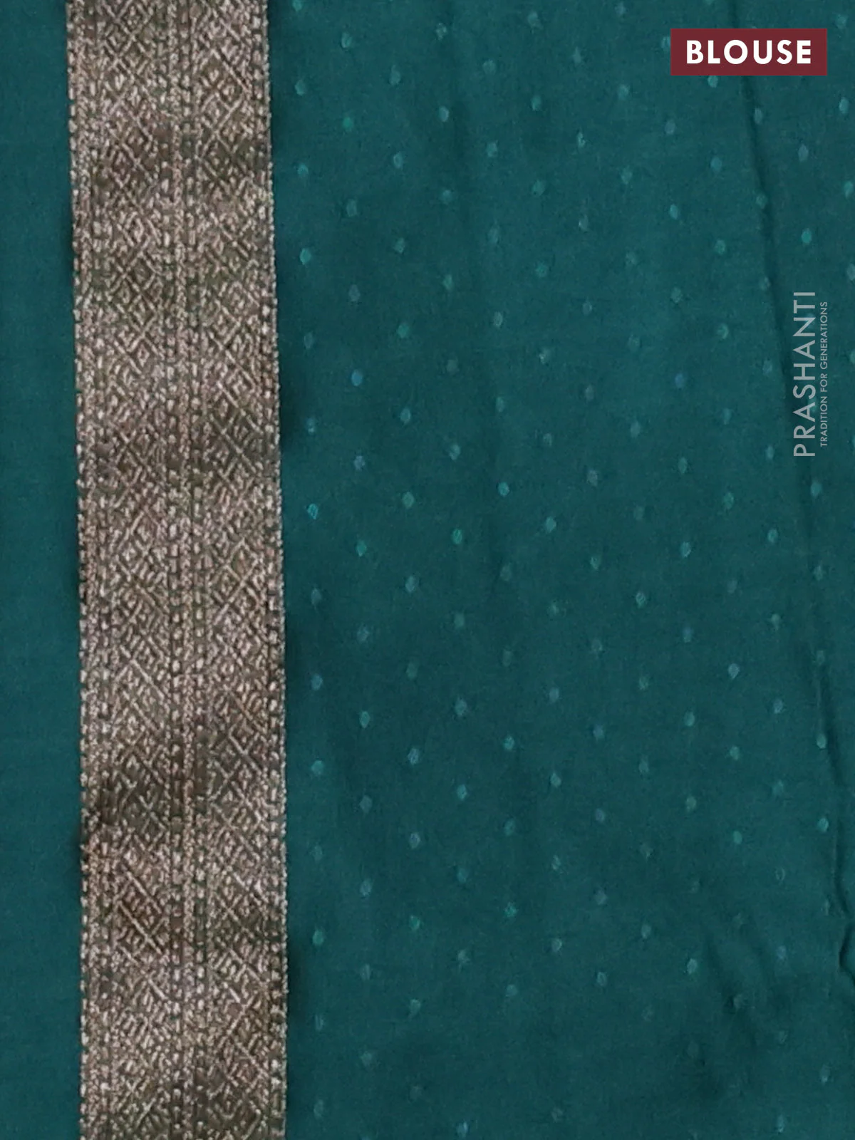 Banarasi semi crepe saree dark green with allover thread & zari woven brocade weaves and woven border - Image 3