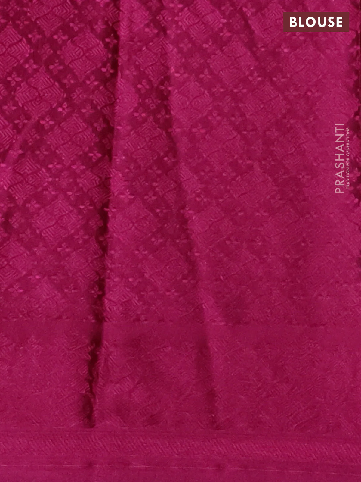 Banarasi semi crepe saree dark magenta pink with allover thread & zari woven brocade weaves and woven border - Image 3