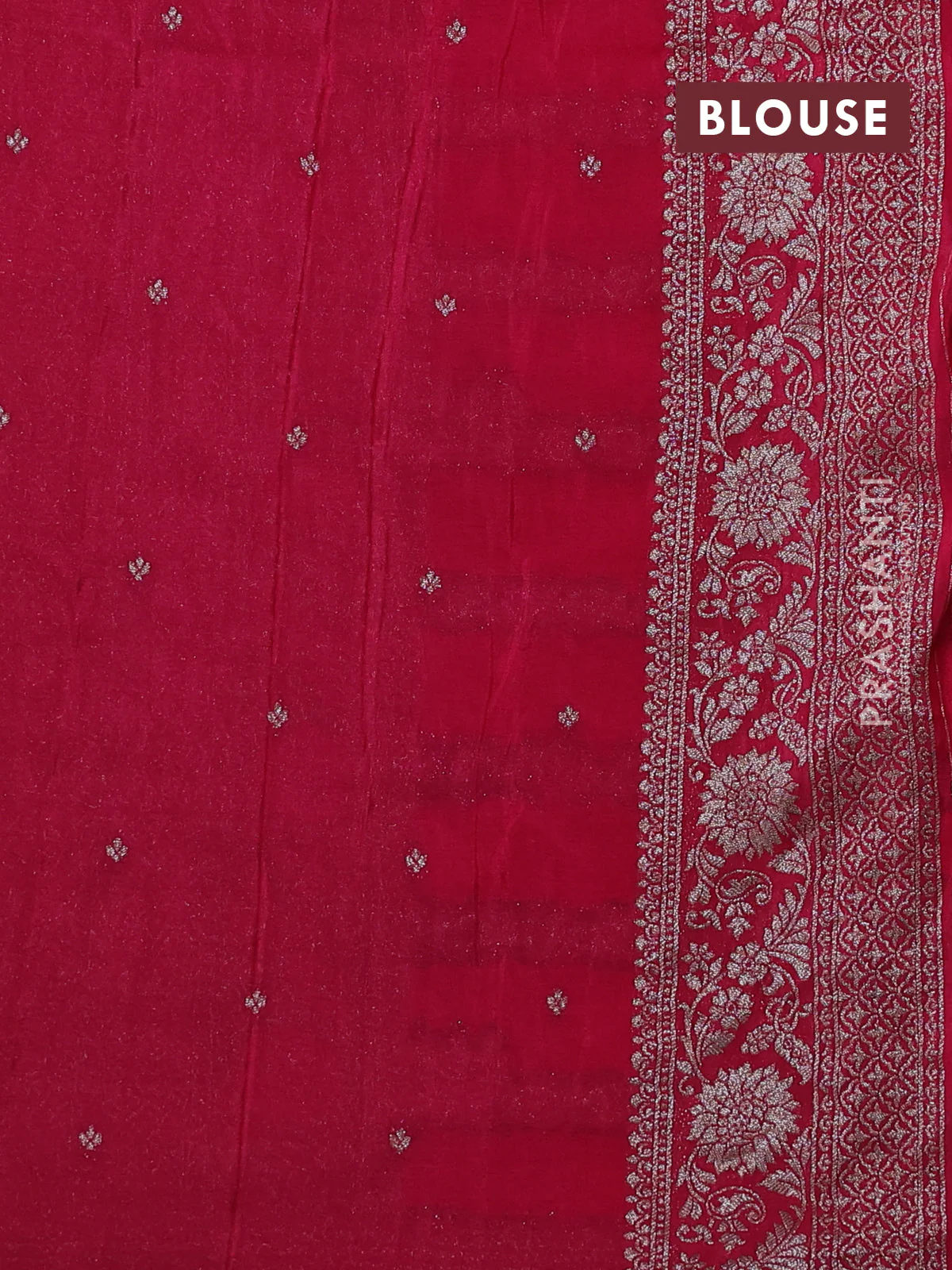 Banarasi semi crepe saree dark pink with allover thread & zari weaves and zari woven border - Image 3