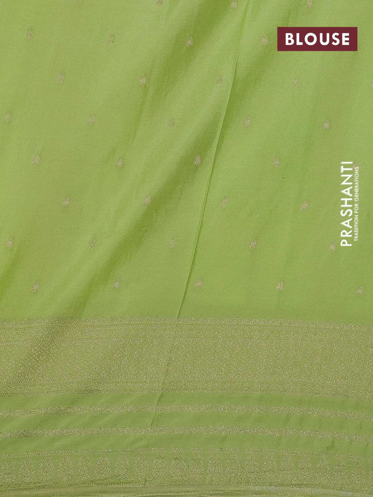 Banarasi semi crepe saree green and pista green with allover zari woven butta weaves and zari woven border - Image 3