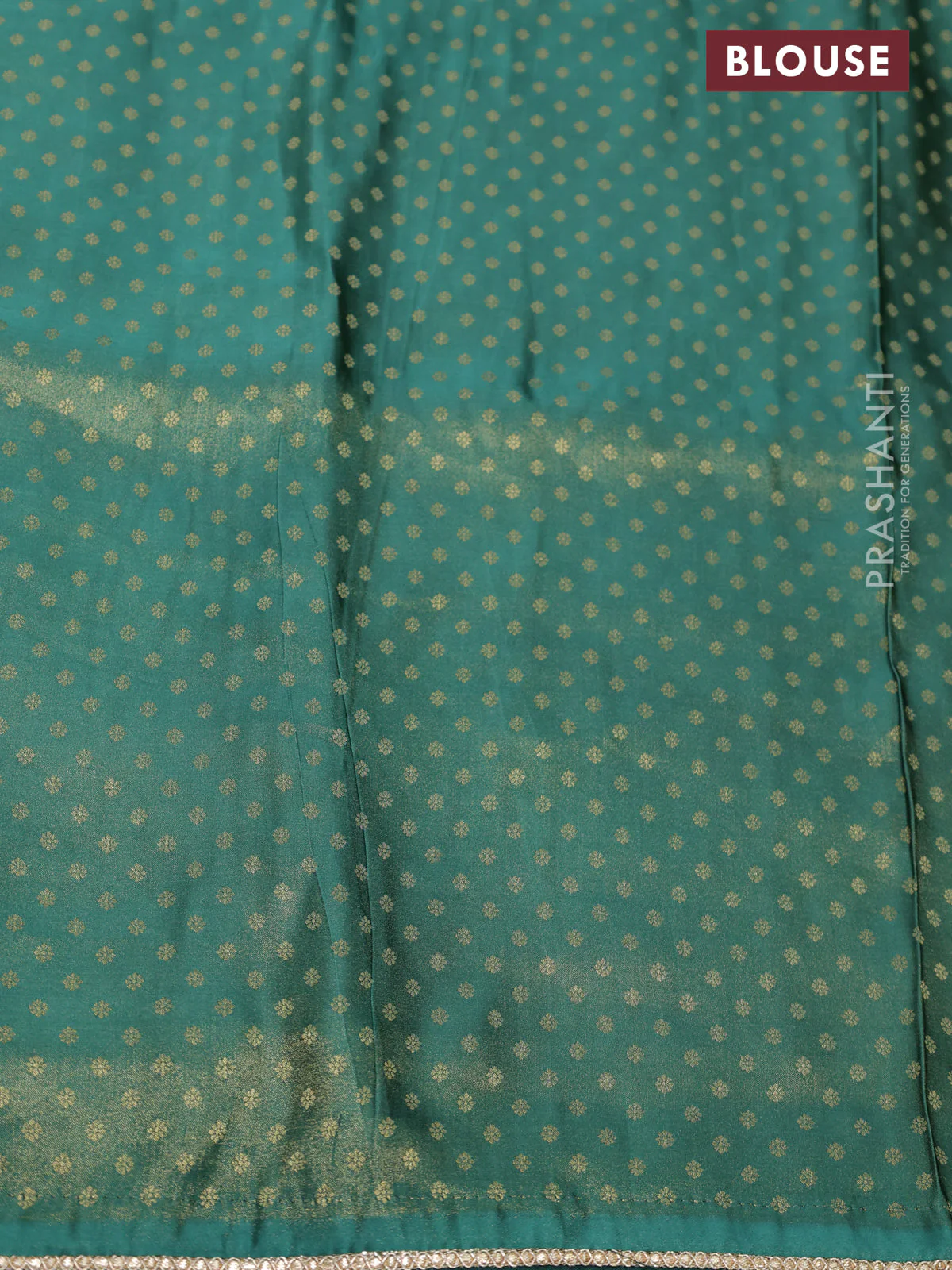 Banarasi semi crepe saree green with allover zari woven brocade weaves and lace work border - Image 4