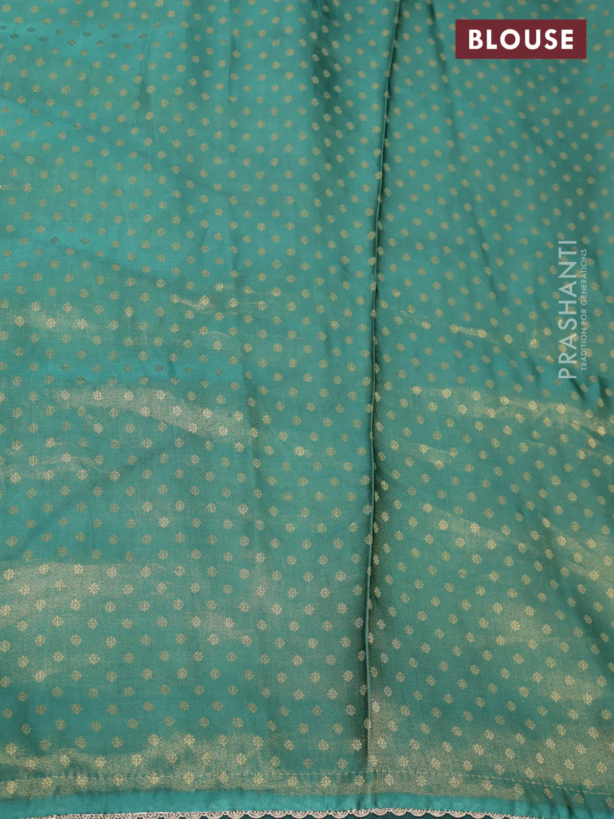 Banarasi semi crepe saree green with allover zari woven brocade weaves and lace work border - Image 4