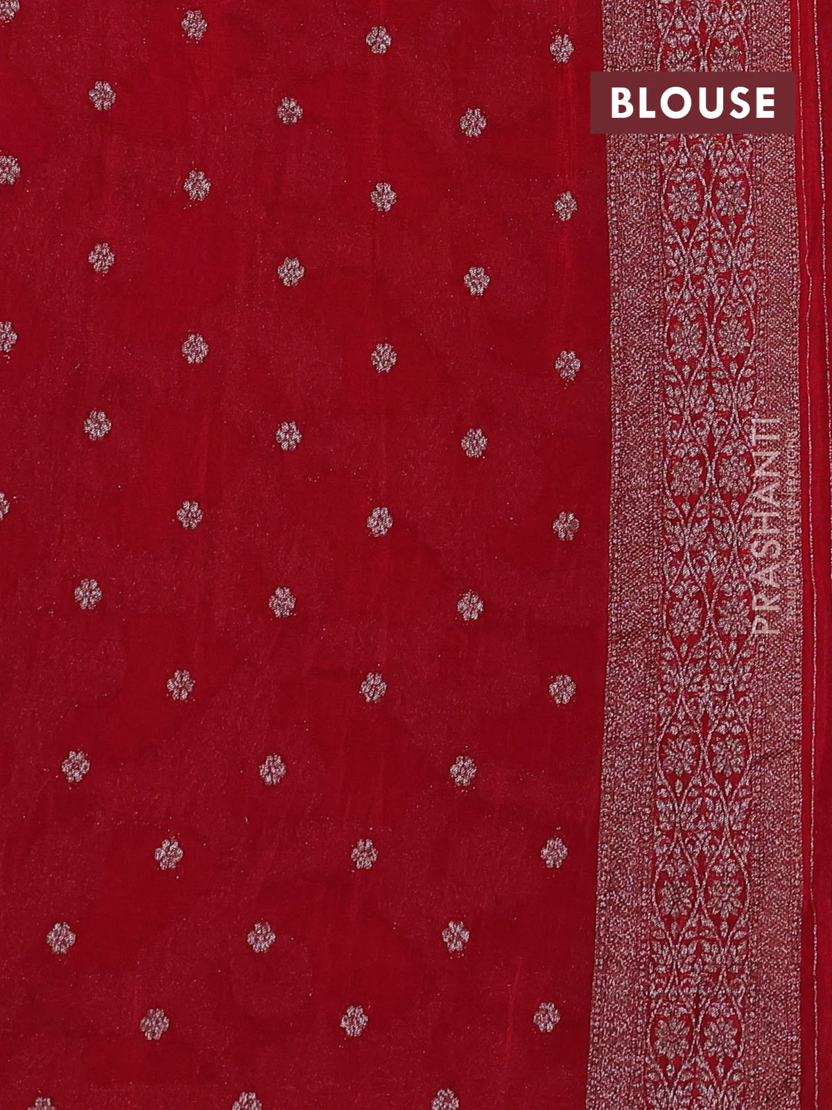 Banarasi semi crepe saree maroon with allover thread & zari woven floral weaves and zari woven border - Image 3
