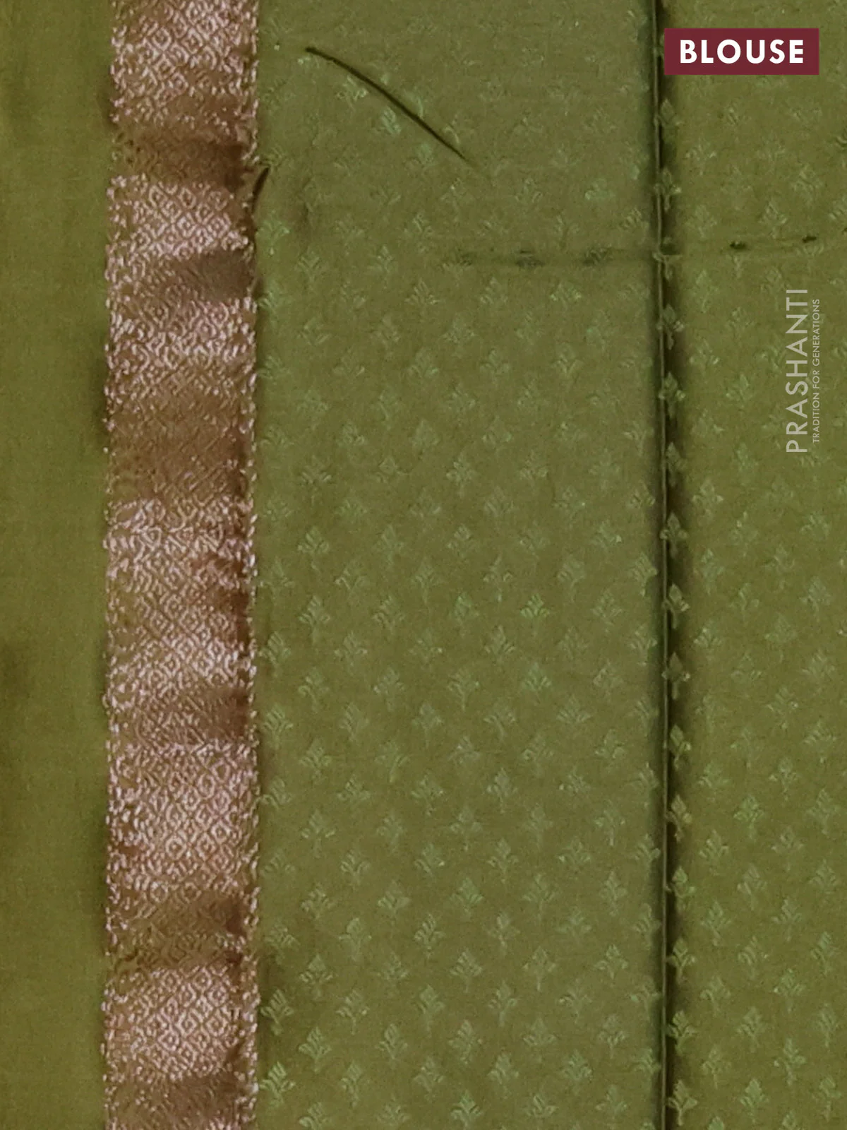 Banarasi semi crepe saree mehendi green with allover thread & zari woven brocade weaves and woven border - Image 3