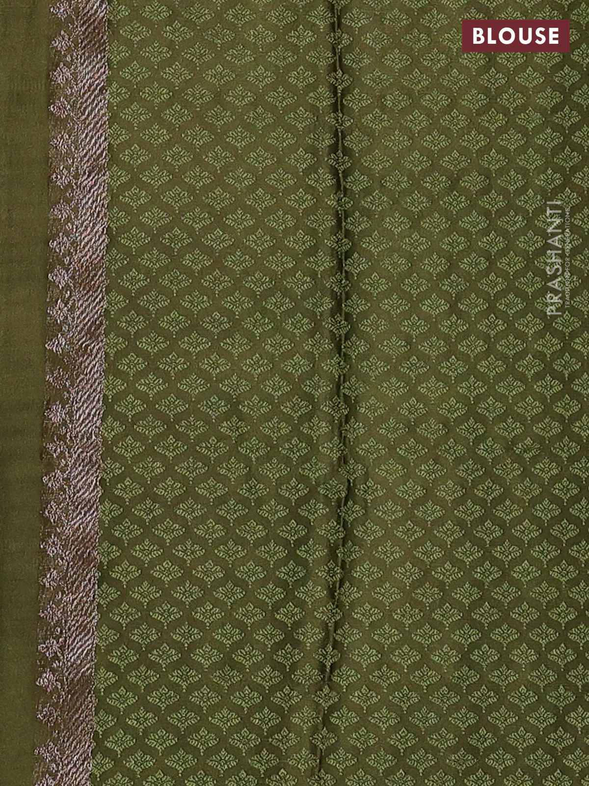 Banarasi semi crepe saree mehendi green with allover thread & zari woven brocade weaves and woven border - Image 3