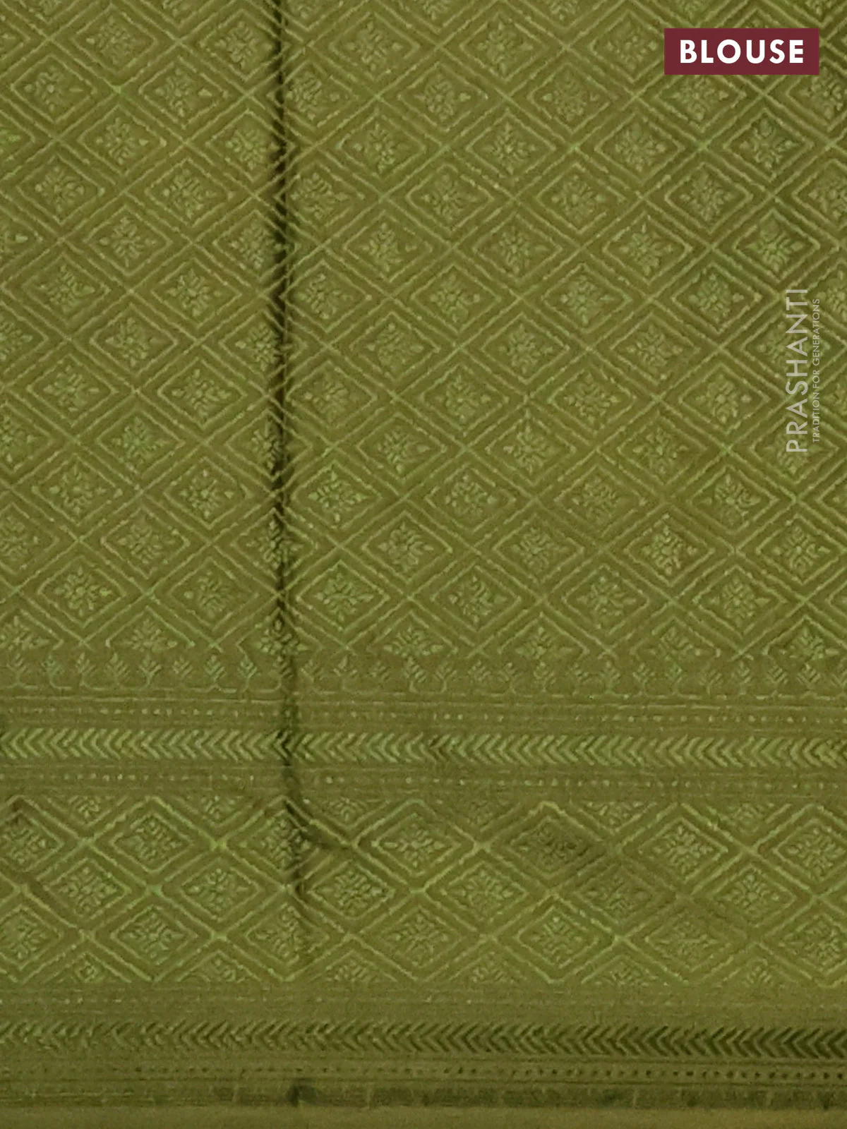 Banarasi semi crepe saree mehendi green with allover thread & zari woven brocade weaves and woven border - Image 3