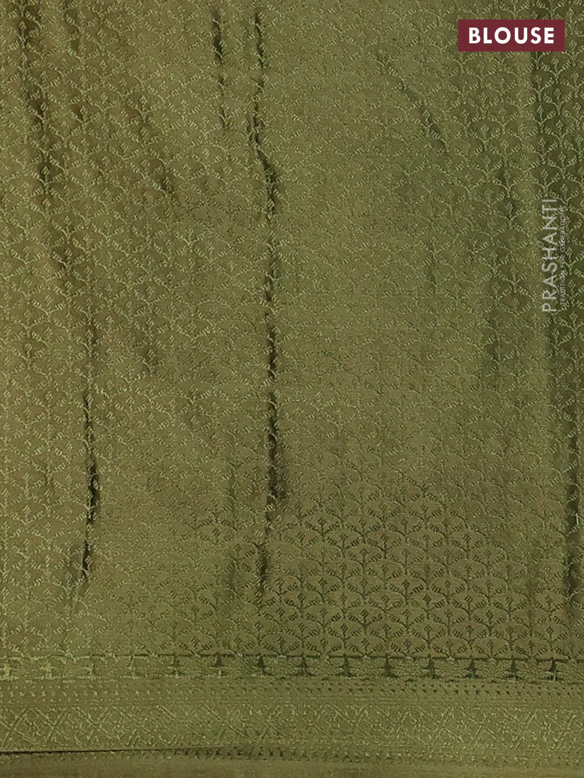 Banarasi semi crepe saree mehendi green with allover thread & zari woven brocade weaves and woven border - Image 3