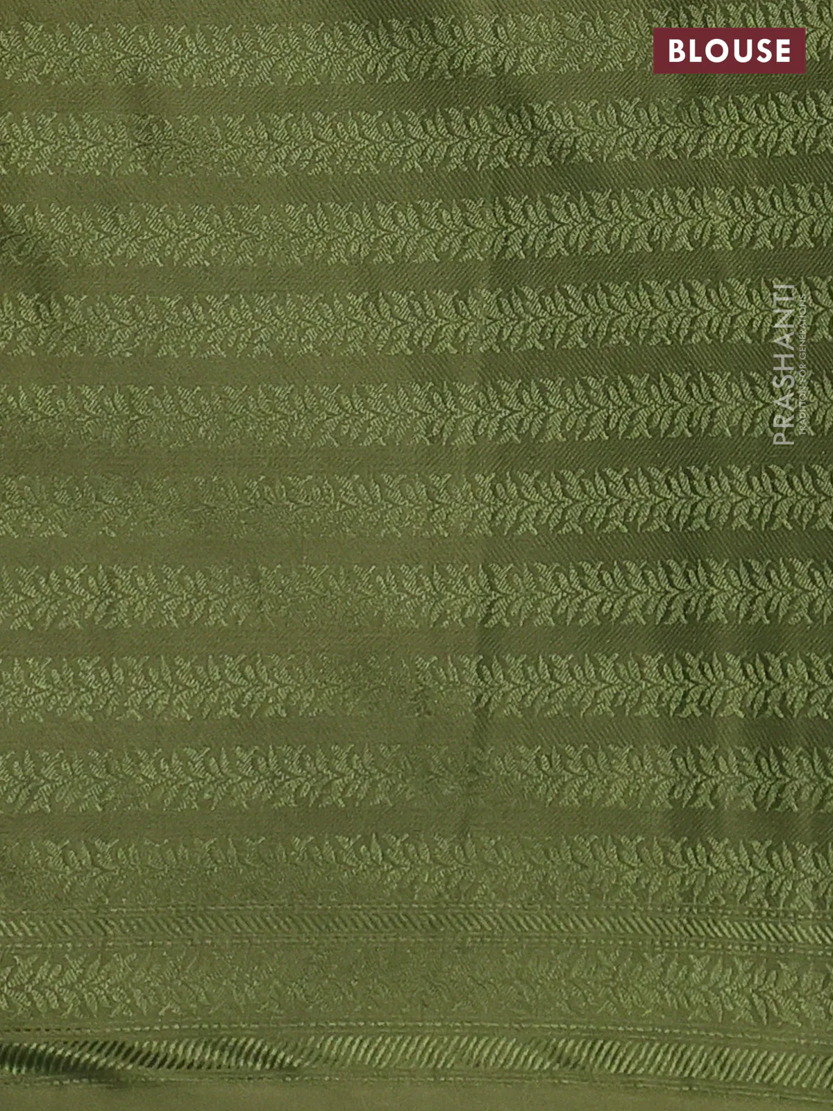 Banarasi semi crepe saree mehendi green with allover thread & zari woven brocade weaves and woven border - Image 3