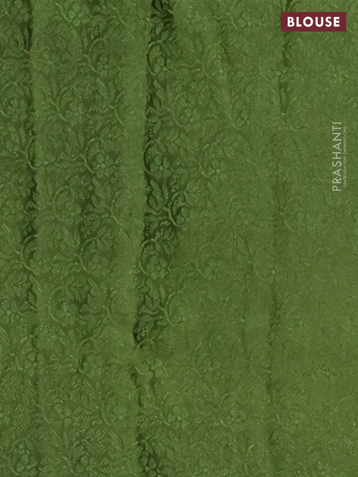 Banarasi semi crepe saree mehendi green with allover thread & zari woven brocade weaves and woven border - Image 3