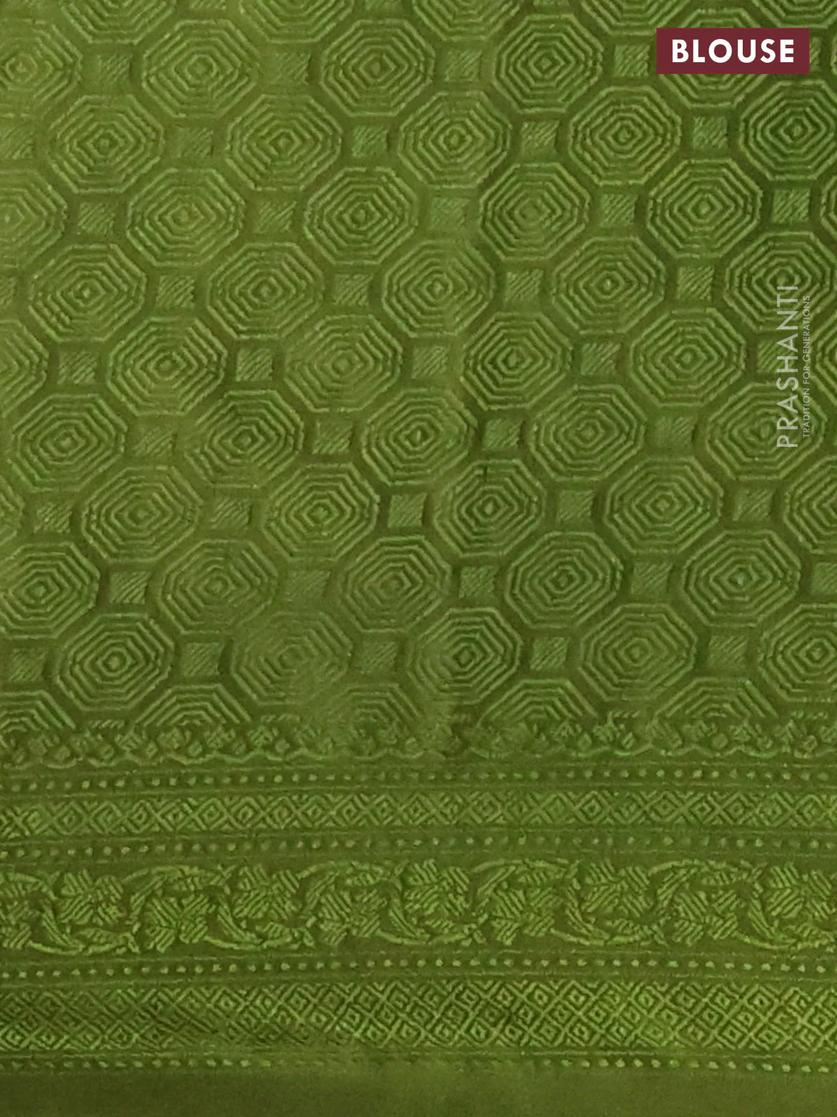 Banarasi semi crepe saree mehendi green with allover thread & zari woven brocade weaves and woven border - Image 3