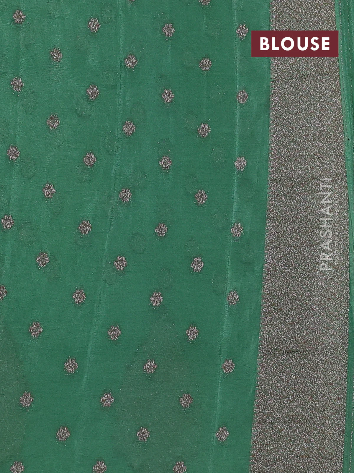 Banarasi semi crepe saree pastel green with allover thread & zari woven buttas and zari woven border - Image 3