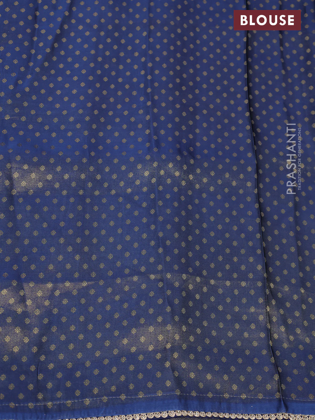 Banarasi semi crepe saree peacock blue with allover zari woven brocade weaves and lace work border - Image 4