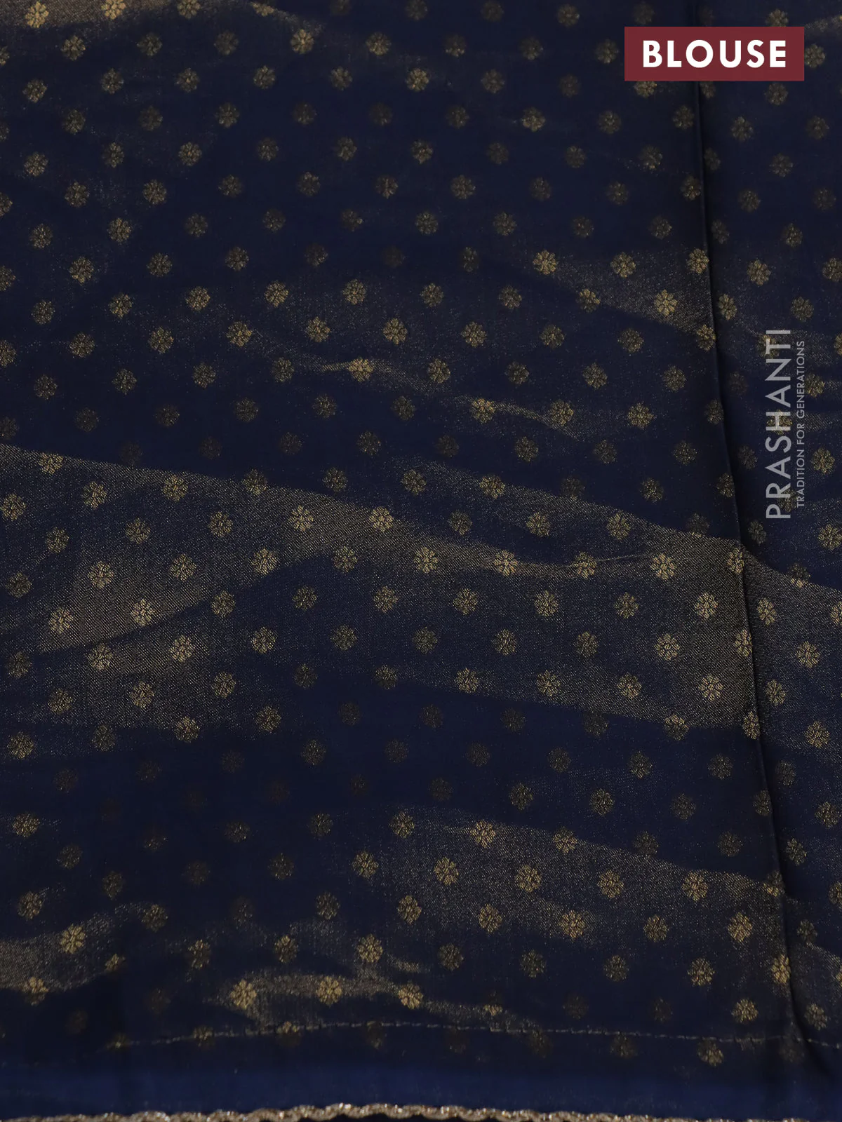 Banarasi semi crepe saree peacock blue with allover zari woven brocade weaves and lace work border - Image 4