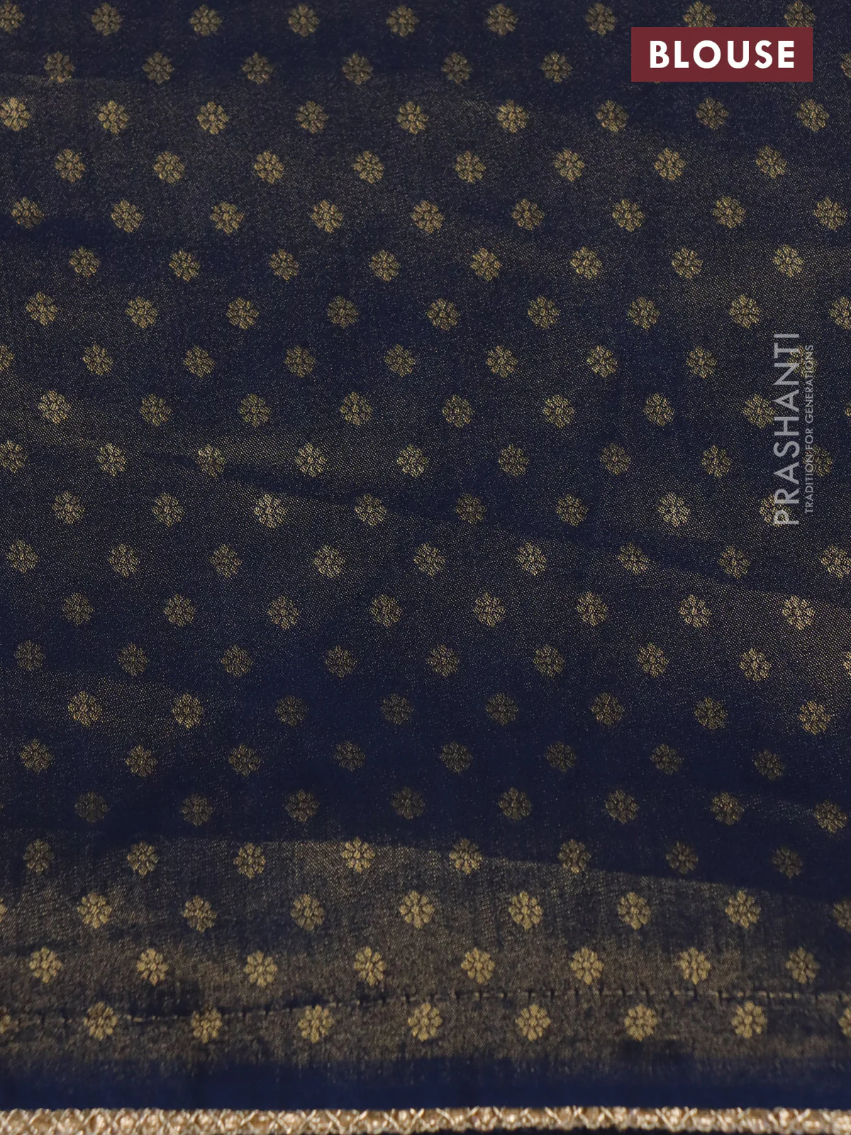 Banarasi semi crepe saree peacock blue with allover zari woven brocade weaves and lace work border - Image 4