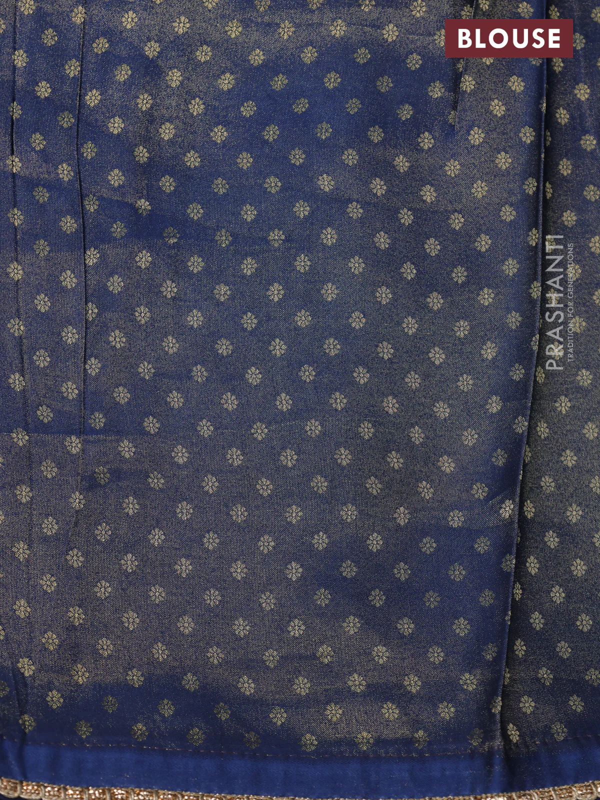 Banarasi semi crepe saree peacock blue with allover zari woven brocade weaves and lace work border - Image 4