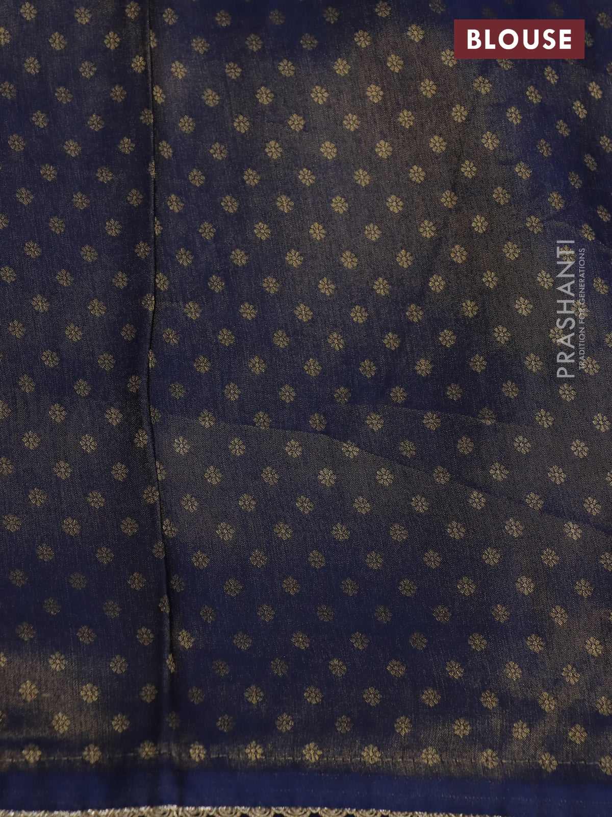 Banarasi semi crepe saree peacock blue with allover zari woven brocade weaves and lace work border - Image 4